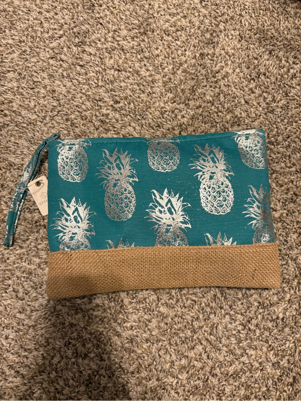 Teal Pineapple Print Wristlet Clutch
